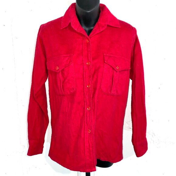Vintage L.L. Bean Red Button Up Blouse Size Medium - Picture 1 of 10
